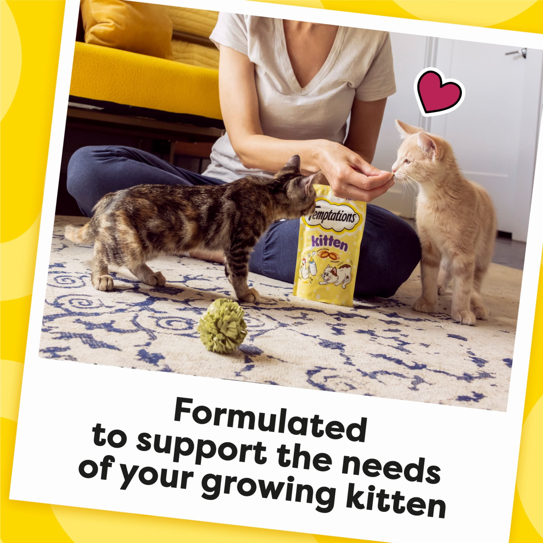(6 pack) Temptations Kitten Chicken And Dairy Flavor Crunchy And Soft Treats For Kittens, 6.3 Oz Pouch
