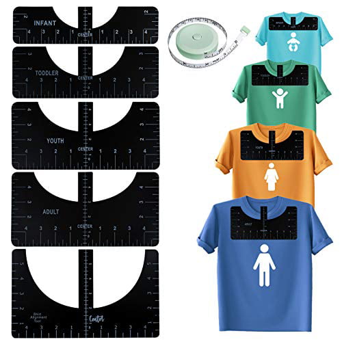 T Shirt Rulers to Center Designs T-Shirt Alignment Ruler Guide Tool for Heat Press Tshirt Ruler for Infant Toddler Youth Adult NUOLIDE Tshirt Ruler Guide for Vinyl 6 Pcs Tshirt Ruler Guide 