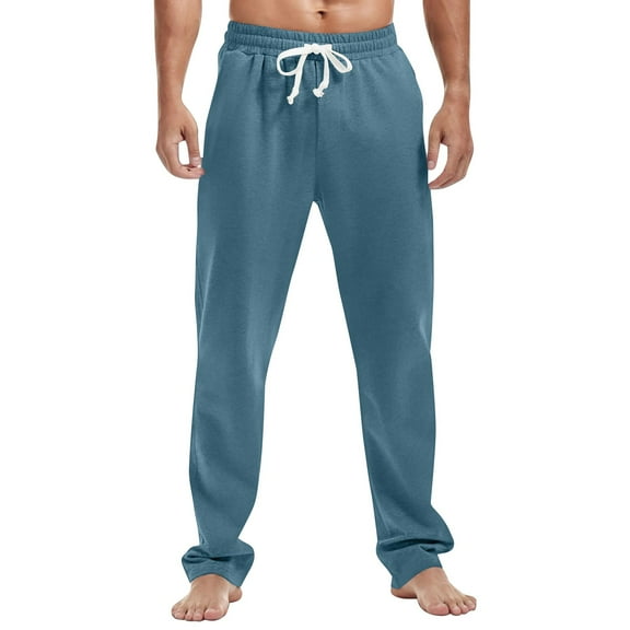 ADSSDQ Men's Casual Jogger Sweatpants with Pockets Cotton Sweat Pants for Mens Jogging Pants Winter Joggers Pants Blue 2XL