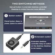 USB 3.0 Switcher 2 Computers, USB-A & USB-C Switch Selector 2 PC Share 4 USB Devices, with Desktop Controller & USB 3.0 Cable