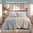 thumbnail image 5 of Regency Heights Full/Queen Size Quilt Set, 3-Piece Lightweight Rose Garden Coverlet Bedspread with Scalloped Edge, Floral Vintage Quiltted Bedding Set with Shams for All Season, Blue, 5 of 10