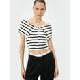 thumbnail image 2 of Zipper Shoulder Off T-Shirt, 2 of 6
