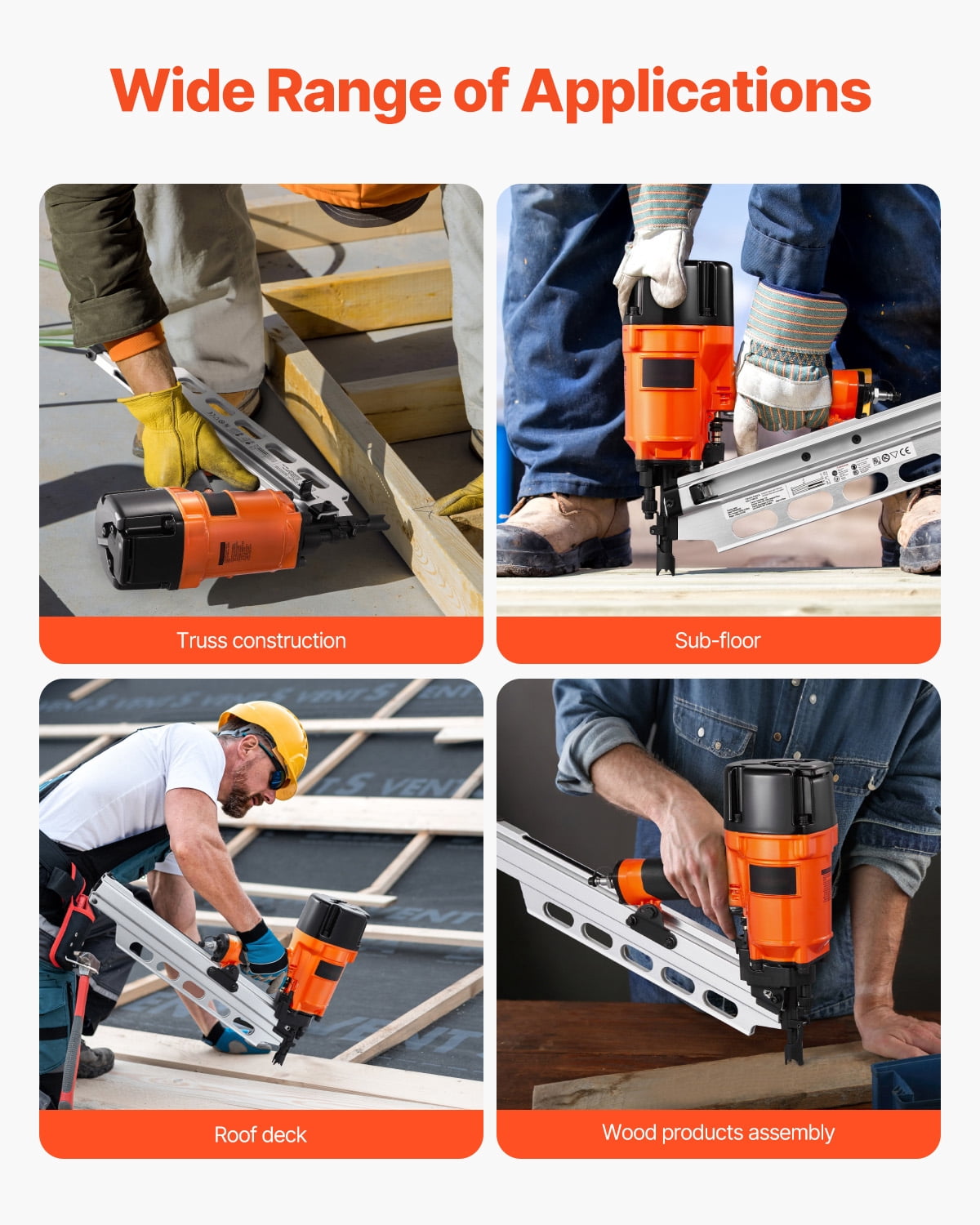 KFFKFF Pneumatic Framing Nailer, 2" to 3-1/2" 21-Degree Full Round Head Nail Gun with Adjustable Depth & Dual Trigger Modes, 80-120 PSI for Framing, Flooring, and Decking