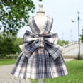 thumbnail image 3 of Bowknot Cat Dog Harness with Leash Set Plaid Dog Dresses Pet Clothes Puppy Outfit Doggie Prom Dress Cat Apparel Party Gown S-2XL, 3 of 5