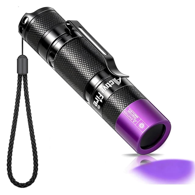 ACTIVEFIRE Uv LED 365nm Black Light Glass UV Filter AA Mini Flashlight, Compatible with No. 5 Dry Battery and 14500 Battery. Handheld UV Flashlight for pet Urine Detection