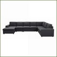 thumbnail image 4 of 146.5” Modular Sectional Sofa with Reversible Chaise – Dark Gray Linen Modern Living Room | Dark Gray | Linen | Square Arms, 4 of 5