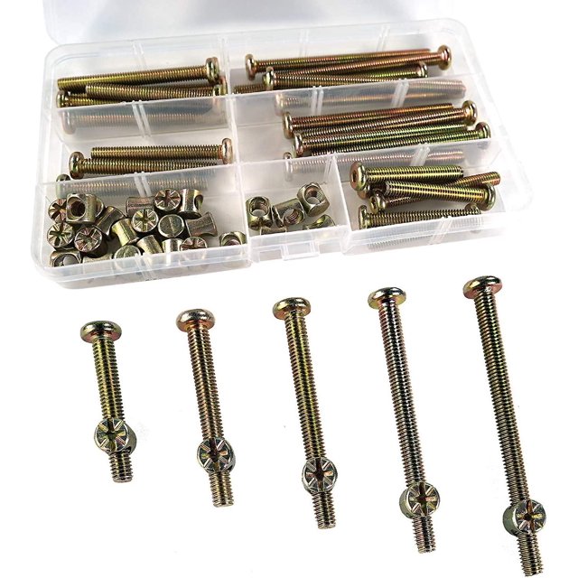 Juego de 50 bulones y bulones cilíndricos M6 para muebles, cama y sillas, 6 mm esquí esquí Gafas de esquí