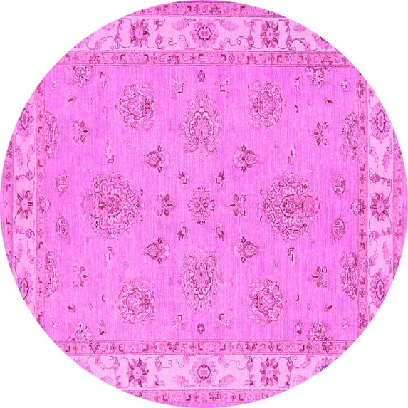 Ahgly Company Indoor Round Oriental Pink Traditional Area Rugs, 6' Round