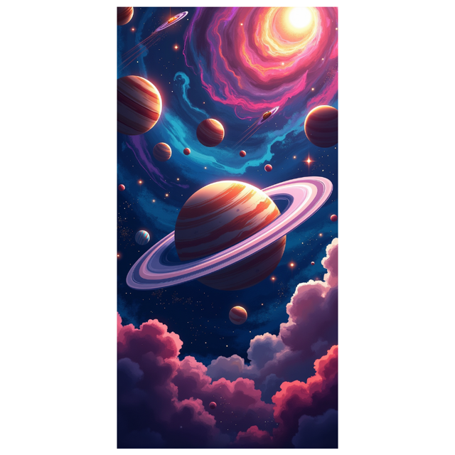Outer Space Planets Pattern Cosmic Themed Space Exploration Galaxy Backdrop Banner Kids Party Supplies Photography Props Decorations Astronomy Event