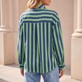 thumbnail image 4 of Womens Striped Button Down Shirts Bow Tie Neck Long Sleeve Tops, M, 4 of 6