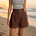 thumbnail image 7 of Utoimkio High Waist Button Shorts for Women Casual Paper Bag Waist Summer Shorts with Pockets, 7 of 7