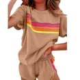 thumbnail image 1 of Amzcrzy Lounge Ensembles pour Femmes Dames Printemps/été Mode Décontractée Style Maison Contraste de Couleurs Manches Courtes Ensemble Short Costumes Ensemble de Détente pour Femmes Vêtements d'Été pour Femmes Ensembles Assortis Vêtements pour Femmes, 1 of 5