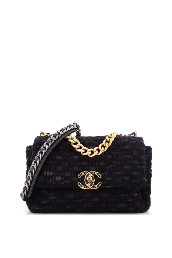 Pre-Owned 19 Flap Bag Quilted Tweed and Ribbon Medium By Rebag