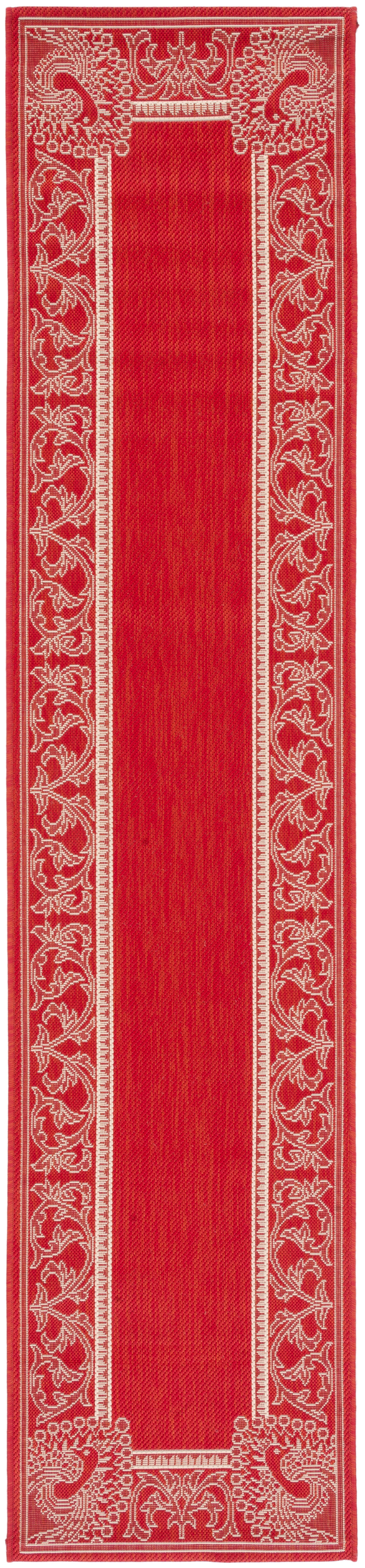 Safavieh Courtyard Cooper Botanical Indoor/Outdoor Runner Rug, Red/Natural, 2'3" x 12'