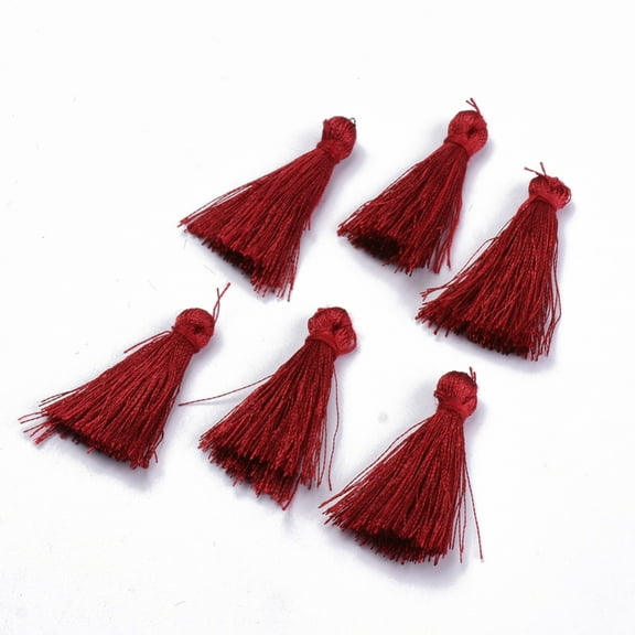 200pcs Polyester Tassel Decorations Dark Red 30~35mm