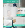 thumbnail image 4 of No Hook Shower Curtain with Snap-in Liner, Marble Navy Blue Waterproof Fabric Bathroom Curtains, Abstract Gold White Brick Stone Motif Bath Curtains & Mesh Top Window 72"x96" Extra Long, 4 of 6