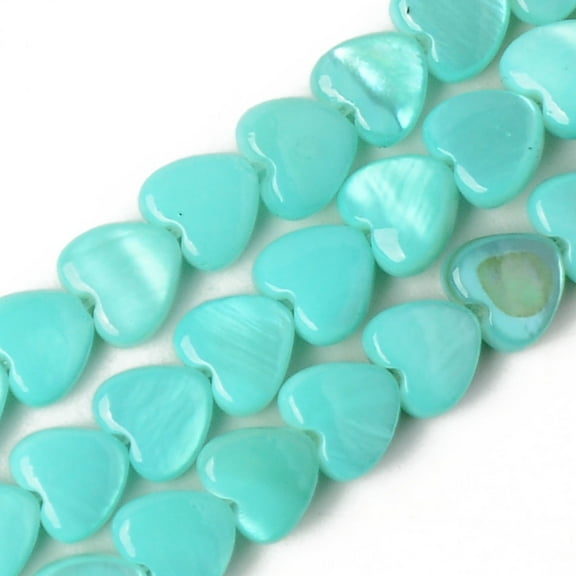 Spray Painted Natural Freshwater Shell Beads Strands Heart Turquoise 5x6x3mm Hole: 0.5mm about 72~74pcs/strand 14.84 inch~15.27 inch(37.7~38.8cm)