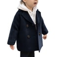 thumbnail image 2 of CPNG Toddler Little Boys Girls Double Breasted Trench Coat Dress Coats Warm Lapel Long Trench Coats Outerwear with Pockets(Black,5-6 Years), 2 of 4