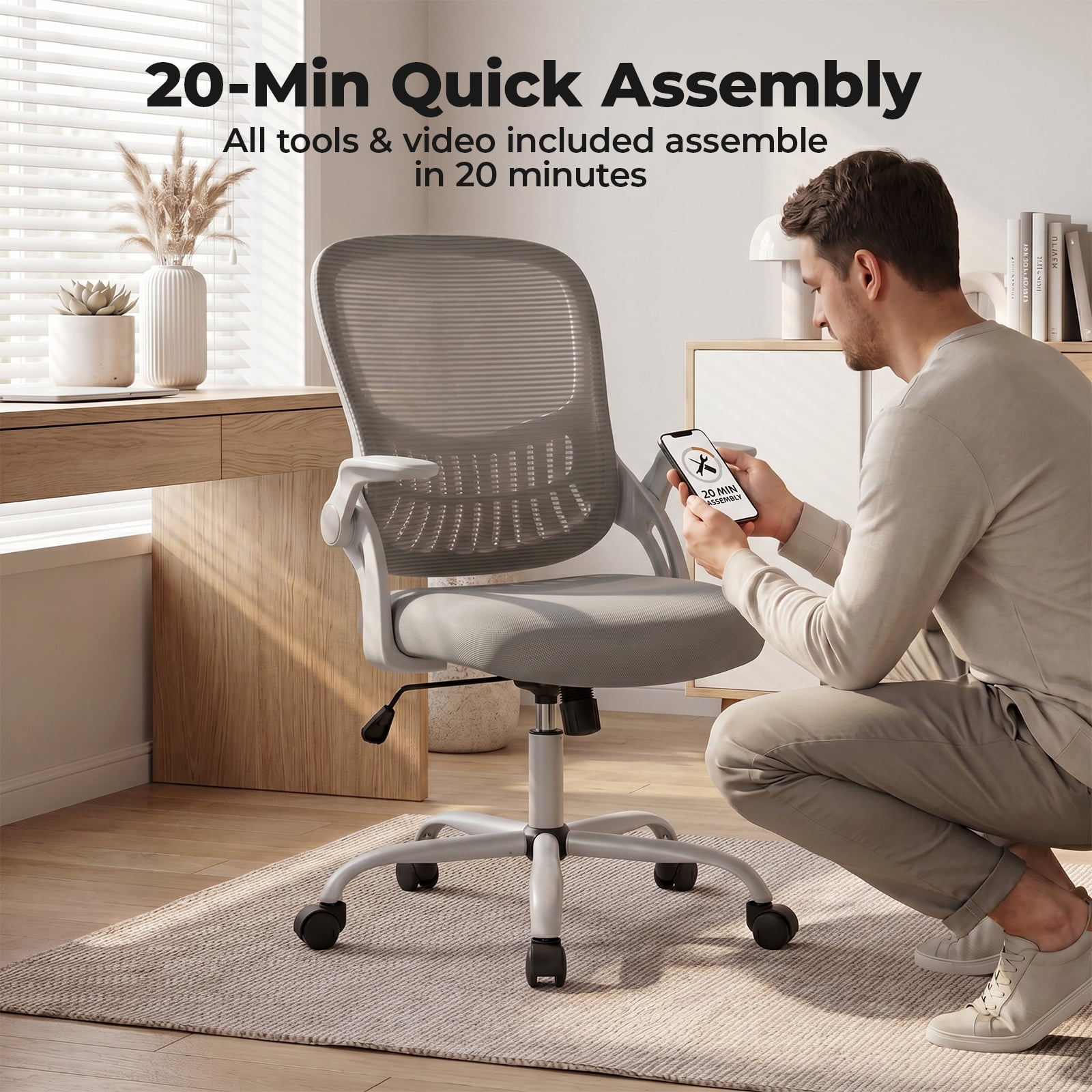 Alvantor 30" Tall Office Chair with Adjustable Footrest, Ergonomic Drafting Chair for Standing Desk, Black/Gray/Pink
