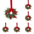 thumbnail image 2 of Mini Christmas Wreaths For Kitchen Cabinets, Christmas Wreaths With Red Ribbon Bow Berry For Xmas Home Wall Door Indoor Christmas Decoration, Light Red by RUIQPGRT 5Pcs, 2 of 5