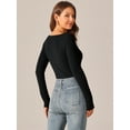 thumbnail image 4 of DARING DIVA Square Neck Sweater Bodysuit Blouse Tops L Black, 4 of 6