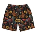 thumbnail image 3 of Uemuo Sunflower Rooster Pattern Men's Swim Trunks Hawaiian Beach Bathing Suit Swimsuits Beach Quick-Dry Shorts with Pockets-Small, 3 of 9