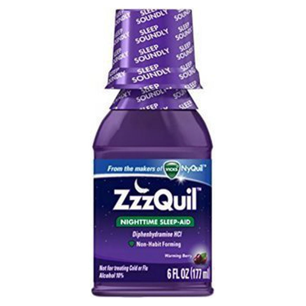 ZzzQuil Vicks Nighttime Sleep-Aid Liquid Warming Berry Flavor - 6 Oz, 2 Pack