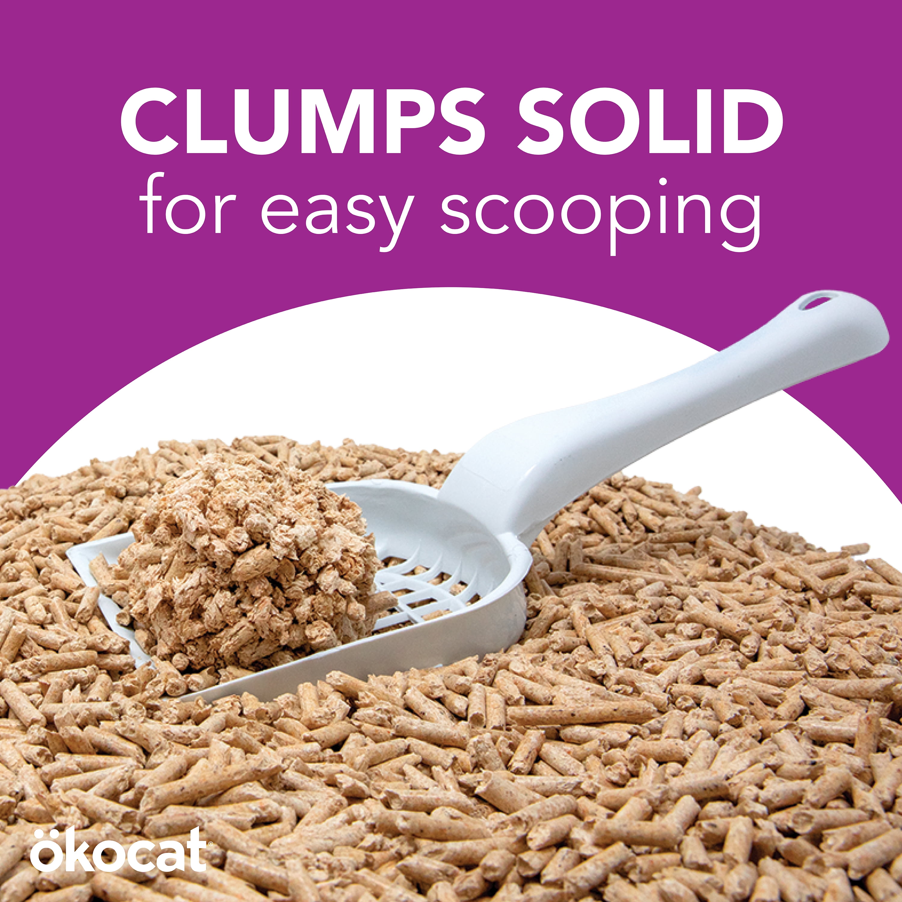 okocat Low Tracking, Less Mess Cat Litter, Clumping Wood Pellets