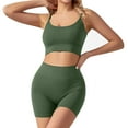 thumbnail image 5 of Bxsruta Workout Sets for Women 2 Piece Seamless High Waist Leggings with Sports Bra Exercise Set Green L, 5 of 5