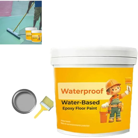 Waterproof Water-Based Epoxy Floor Paint, 300g Concrete And Garage Floor Paint with Tool, Quick-Dry Anti-Slip Water-Based Floor Paint Light gray 1PCS
