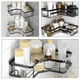 thumbnail image 4 of Sucker Storage Rack Bathroom Corner Storage Rack Kitchen Bathroom Condiment Storage Stainless Steel Black Corner Storage 2Pcs, 4 of 4