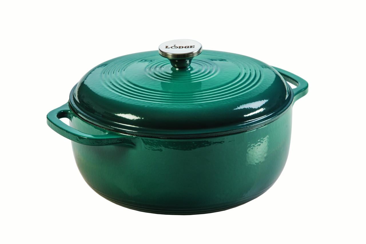 Lodge 6 Quart Lagoon Enameled Cast Iron Dutch Oven With Stainless Steel