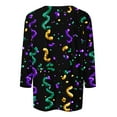 thumbnail image 4 of Tnhcen Women's Plus Size Carnival Print Crewneck 7/8 Sleeve T-Shirt - Spring and Fall Essentials Loose Fit S-5XL Casual Shirts Carnival Parade Outfit Mardi Gras Party Attire, 4 of 5