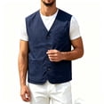 thumbnail image 3 of LODIENY Men's Plus Size (XS-5XL) Cotton Linen Utility Vest Button Up V Neck Casual Outdoor Waistcoat with Multi Pockets Navy M, 3 of 4