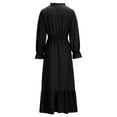 thumbnail image 5 of qolati Women Fall Dresses Long Sleeve V Neck Maxi Dress Boho Long Dress High Waisted A-Line Ruffle Flowy Dress Black S, 5 of 6