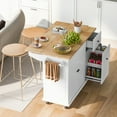thumbnail image 4 of Kitchen Island with Drop Leaf, 53.9" Width Rolling Kitchen Cart on Wheels with Internal Storage Rack and 3 Tier Pull Out Cabinet Organizer, Kitchen Storage Cart with Spice Rack, Towel Rack (White), 4 of 28