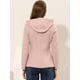 thumbnail image 4 of Chaquetón Allegra K con Capucha y Bolsillos Profundos Corta Tipo Trenca Rosa M, 4 of 5