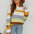 thumbnail image 4 of PFRNLF Sweaters for Women Fall Winter Crewneck Striped Tops Color Block Fashion Knit Pullover Sweater, 4 of 8