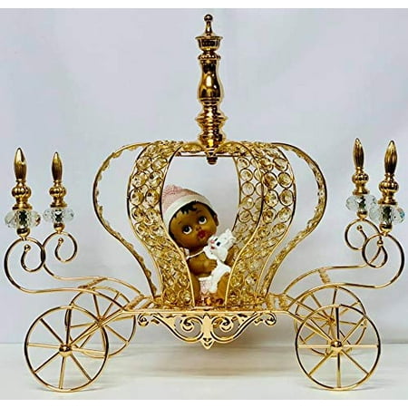 Gold Crown Metal Carriage Coach With Ethnic Baby Baby Shower