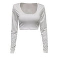 thumbnail image 3 of Fgnfyis Women's Long Sleeve T-Shirt Soft Casual Loose Fit Pocket Detail Hem Comfortable Basic Top for Everyday Wear White M, 3 of 3