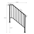 thumbnail image 3 of Outdoor Handrail, 3 Step Stair Handrail, Fits 3 or 4 Steps, Wrought Mattle Iron Stair Railing with Curved End and Balusters for Concrete Step, Porch Steps, One-Step Assembly, Black, 3 of 7