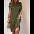 thumbnail image 4 of Vestido Midi de Verano para Mujer, Color Liso, con Abertura, Verde , Talla XL, 4 of 9