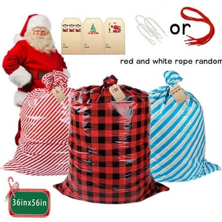 100 pk, Red Plastic Gift Sacks, 2 Mil Thick Jumbo 24 x 6 x 42 inch for Christmas Gift, Made in USA