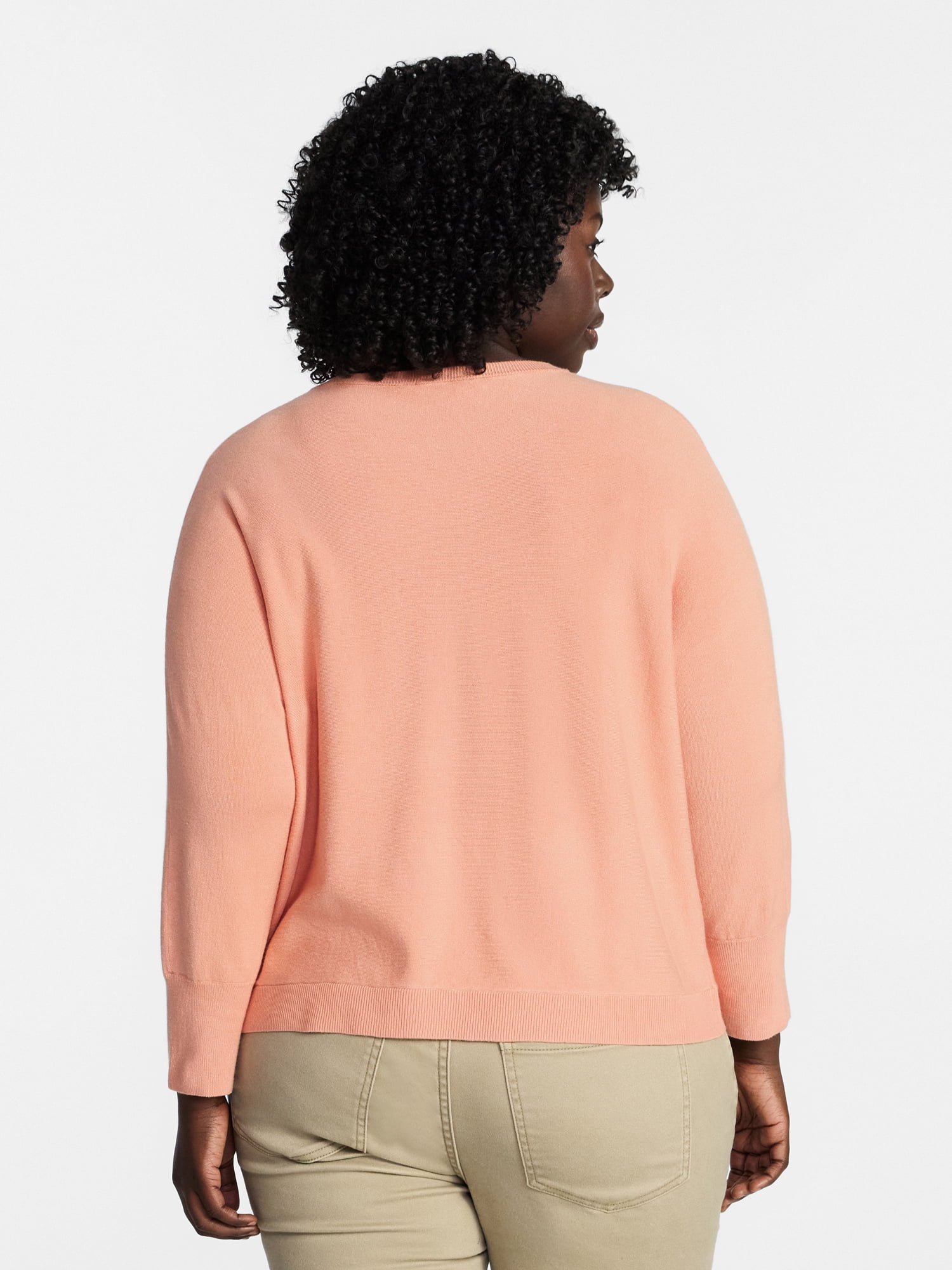 Terra & Sky Women's Plus Size Fine Gauge Dolman Sweater, Sizes 0X-5X