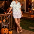 thumbnail image 6 of SAKMAL Womens Pajama Set Soft Halloween 2PC Ghost Print Young Womens Short Sleeve Top with Matching Shorts Comfortable Pj Set,XL, 6 of 9