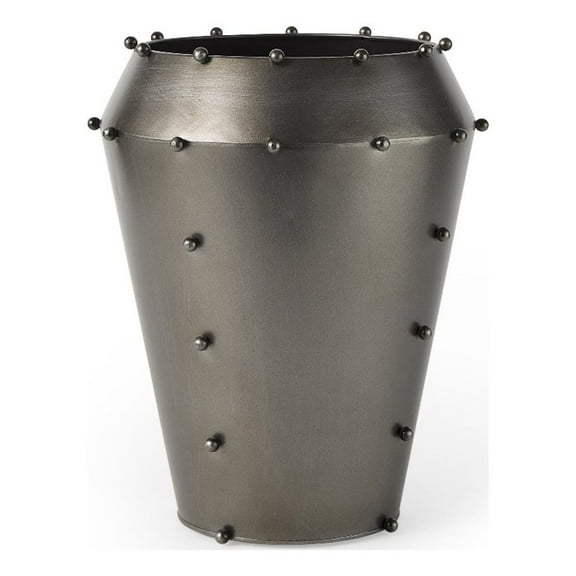 Mercana Elio 12.2H Large Gun Metal Gray Metal W/Studs Vase