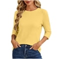 thumbnail image 2 of Neewe Sweaters for Women Plain 3/4 Sleeve Tops Round Neck Loose Casual Tunic Casual Pullover Daily, 2 of 7