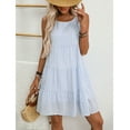 thumbnail image 2 of XXXITICAT Women's Mini Dress Loose Casual Round Neck A Line Flowy Checkered Beach Dresses(BE,L), 2 of 5