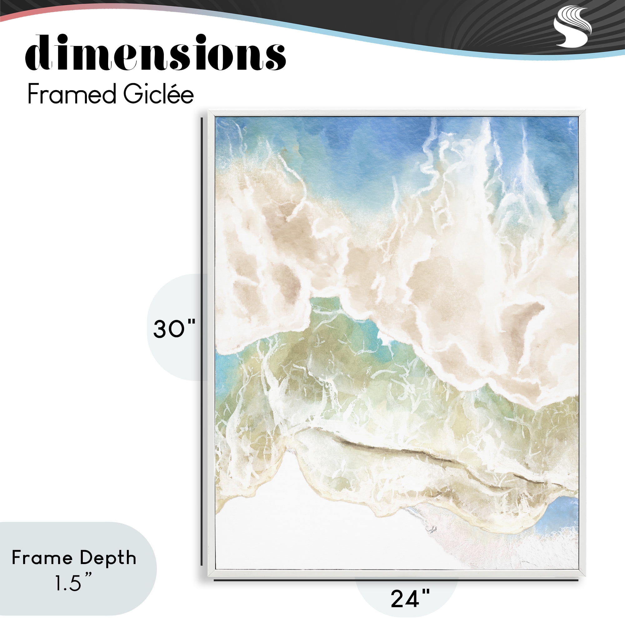 Stupell Industries Washed Away Tide Abstract White Framed Giclee Art, design by Jesse Keith