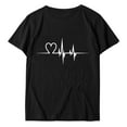 thumbnail image 5 of Adeawade Valentine'S Day Womens Tshirt Short Sleeve T Shirt Solid Color Heart Print Tops Round Neck Tee Cute Clothing M Black, 5 of 6